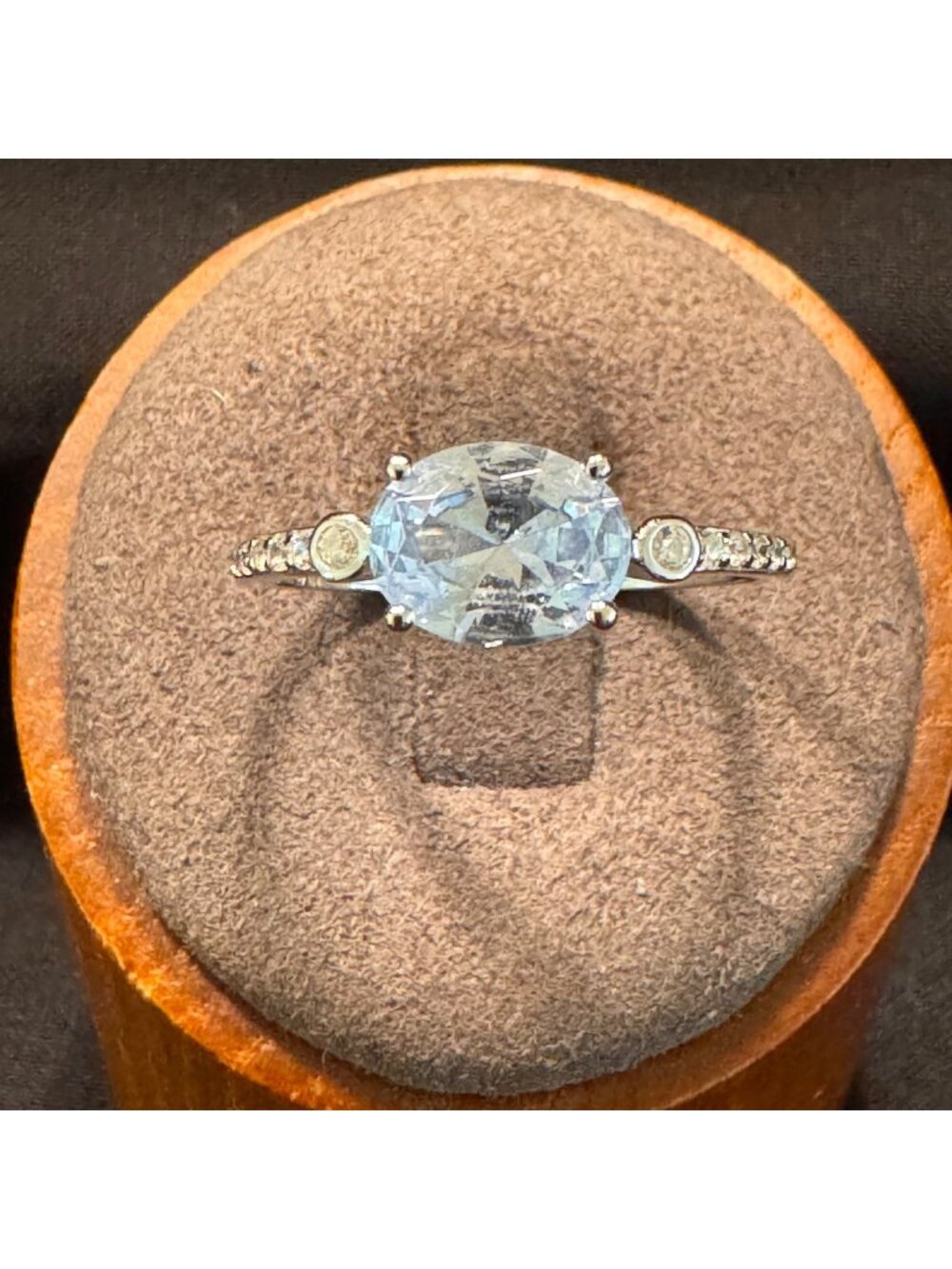Sterling Silver 925 Blue & White Cubic Zirconia Statement Ring Size 9.75